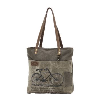 BY-CYCLE PRINT CANVAS TOTE BAG (GREEN)