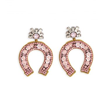 Rose Quartz Horseshoe Earrings