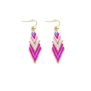 Mother's Shawl Beaded Earrings in Pink