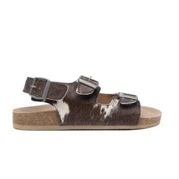 Mountain Path Leather Sandals in Dark & Light Hair-on  Hide