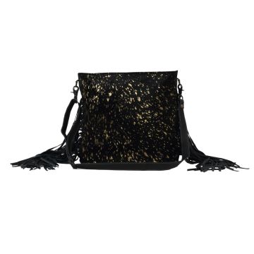 BLACK SHIMMER
 LEATHER AND HAIRON BAG