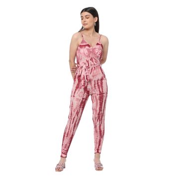 Pink tinted strappy jumpsuit
