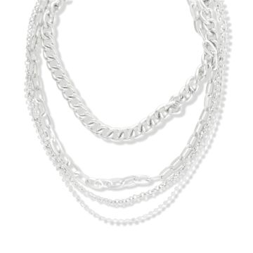 SNAZZY SILVER LAYERED NECKLACE 