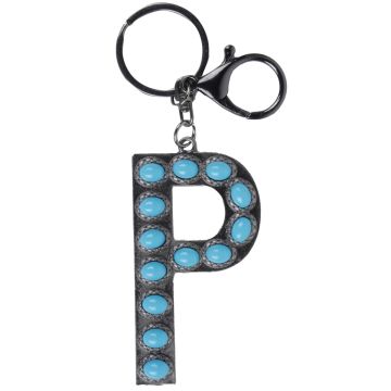 P Turquoise Stone Keychain