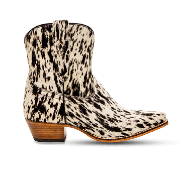 Cow Bow Western Hairon Leather Booties