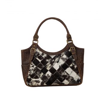 Pecos Hand Weave Pattern Leather & Hairon Bag