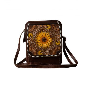 Showy Sunflower Hand-Tooled Bag