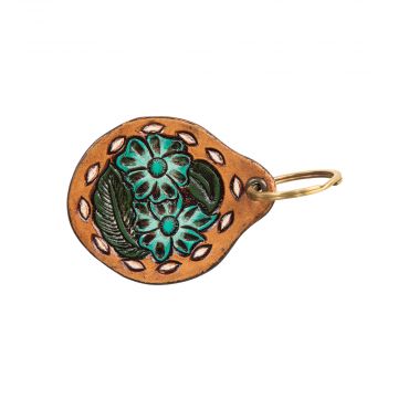 Belle Blooms Hand-Tooled Key Fob