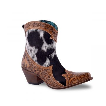 Sandy Mae Hair-on Hide & Hand-tooled Leather Boots
