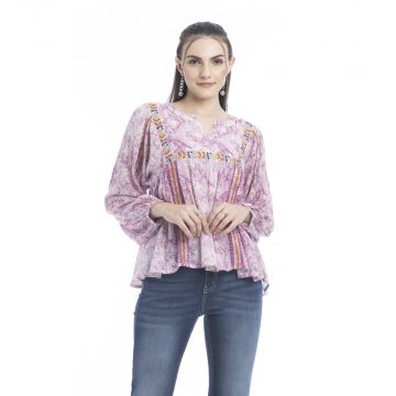 Marjorie Embroidered Floral Accent Top