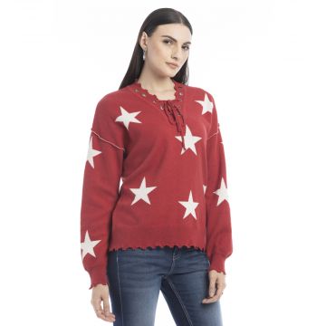 Paige Stars Frilled Hem Sweater