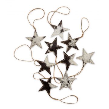 Christmas Star Hair-on Hide Ornament Set in Black