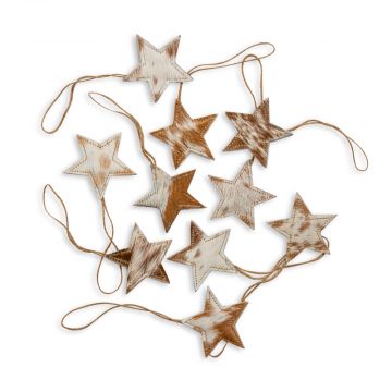 Christmas Star Hair-on Hide Ornament Set in Brown