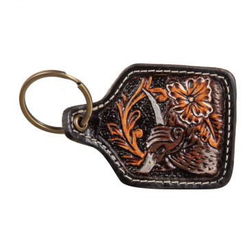 Blazing Blooms Hand-tooled Key Fob