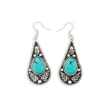 Brooke Meadow Silver & Turquoise Look Pendant Earrings
