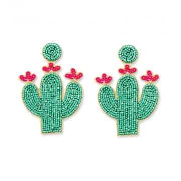Cactus Joy Beaded Earrings in Green