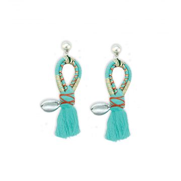 Shore Spirit Woven Earrings With Cowrie Shell Charm