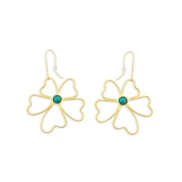 Peony Petals Flower Gold Toned Earrings