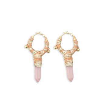 Goddess Delight Woven, Beaded Earrings With Crystal Charm
