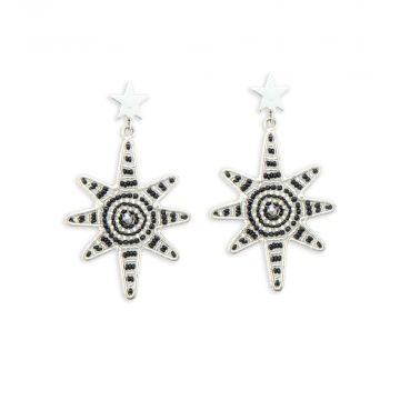 Guiding Star Beaded Earrings in Black & Silver