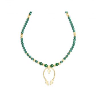 Looping Arrow Faux Malachite Necklace