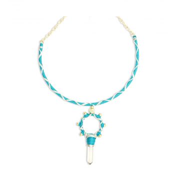 Crystal Rising Woven Necklace With Crystal Pendant