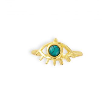 Theia Eye Gold Tone Ring With Stone Set