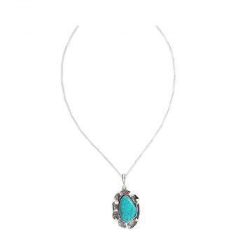 High Sierra Turquoise & Silver Tone Crafted Necklace