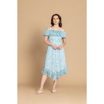 Blue Marlina Off-Shoulder Dress