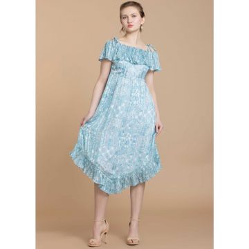 Blue Marlina Off-Shoulder Dress