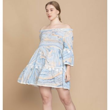 Sansa Marble Off-Shoulder Dress