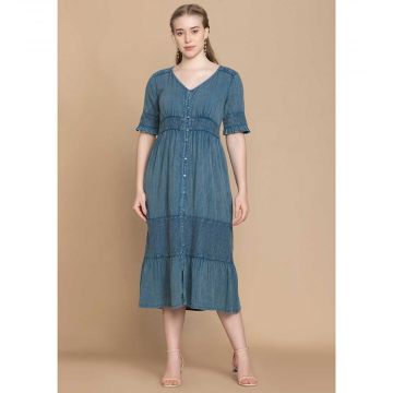 Bohera Jenny Lore Blue Washed Effect Dress
