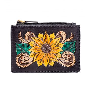 Glory of Blooms Hand-tooled Credit Card Holder