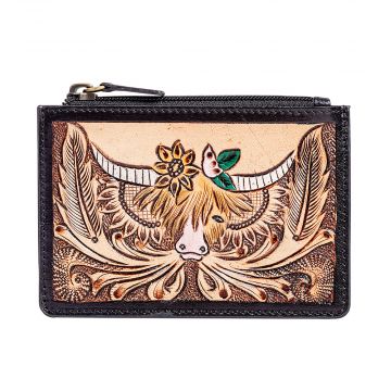 Bloomin' Steer Hand-tooled Credit Card Holder