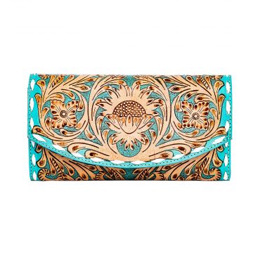 Tambrina Hand-tooled Wallet in Turquoise