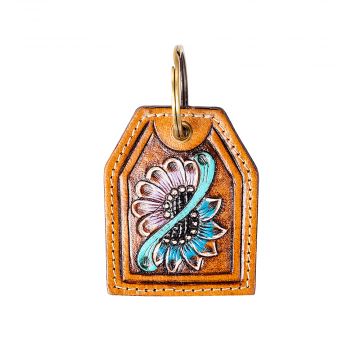 Rising Blooms Hand-tooled Key Fob