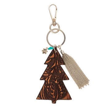 Pine Tree Hand-tooled Key Fob & Bag Charm