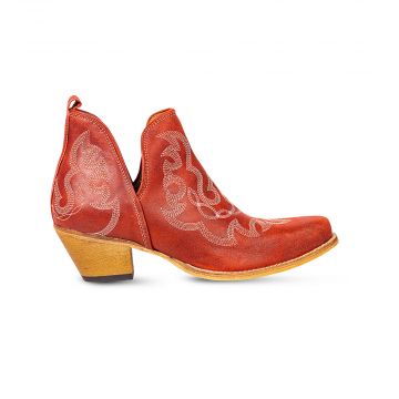 Maisie Stitched Leather Boots in Red