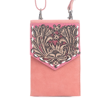 Prairie Star Petite Hand-Tooled Bag in Pink
