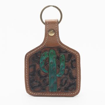 Saguaro Mist Hand-tooled Leather Key Fob