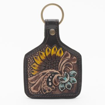 Garden Trail Hand-tooled Leather Key Fob