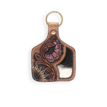 Petals & Posies Hand-tooled Leather Key Fob