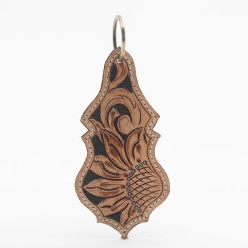 Sandy Flower Hand-tooled Leather Key Fob