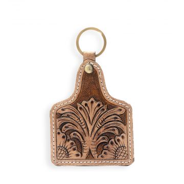 Times Now & Then Hand-tooled Leather Key Fob