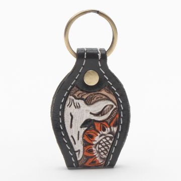 Hi There Hand-tooled Leather Key Fob