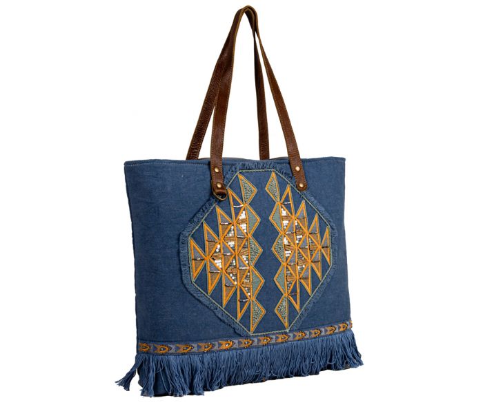 Ember Reflections Embroidered Tote Bag
