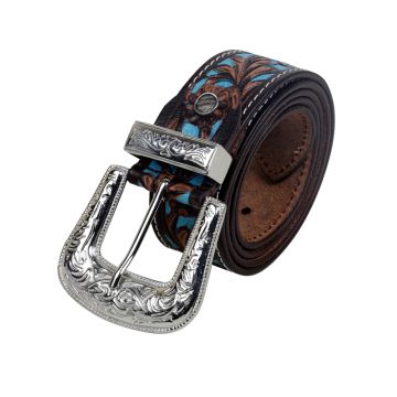 Turquoise Hand-Tooled leather belt 