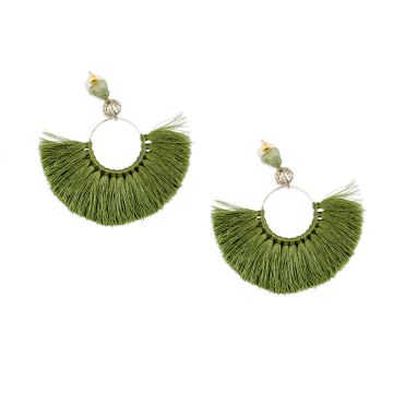 Green Tassle Earrings
