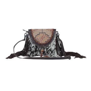 Monochromatic speckles Leather & Hairon Bag