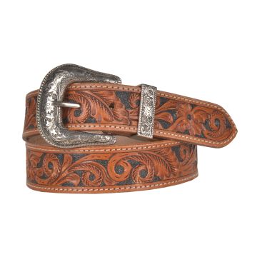 Foral demure Hand-Tooled Leather Belt